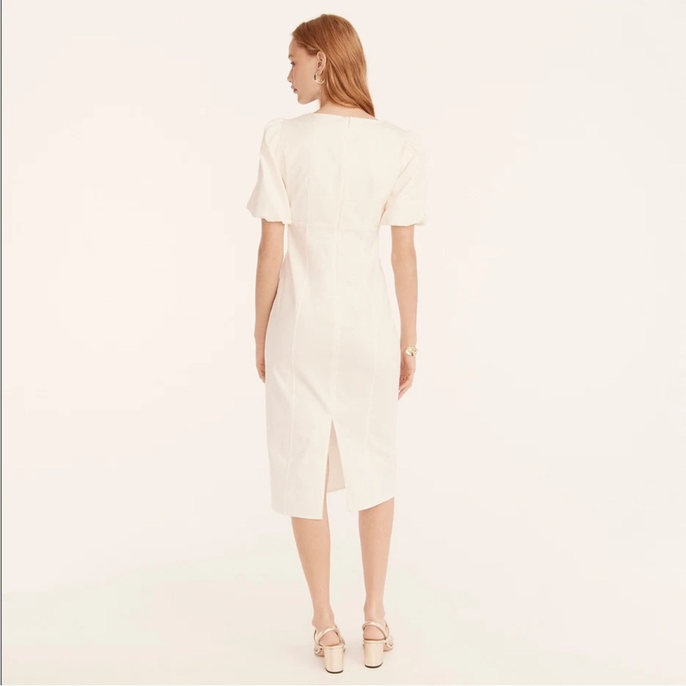 J.Crew Collection Women Cutout Puff-Sleeve Cotton Ivory White Dress Sz 16 - Picture 4 of 14